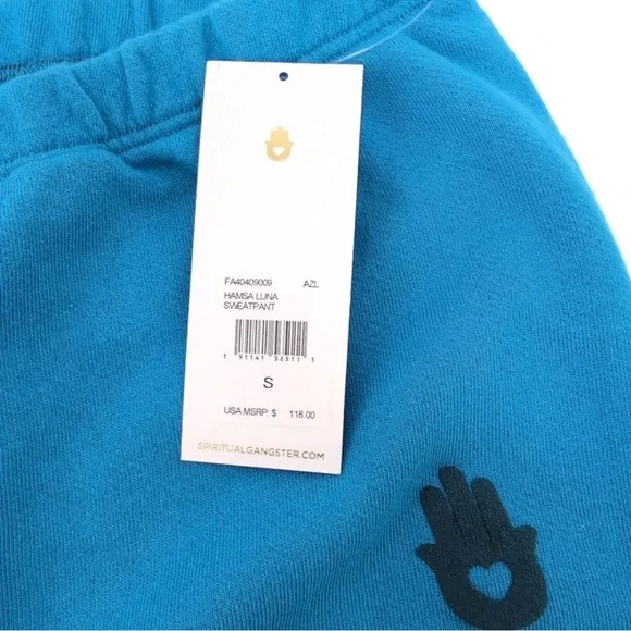 Spiritual Gangster Hamsa Luna Azul Cotton/Modal Joggers NWOT $118 - Picture 5 of 12